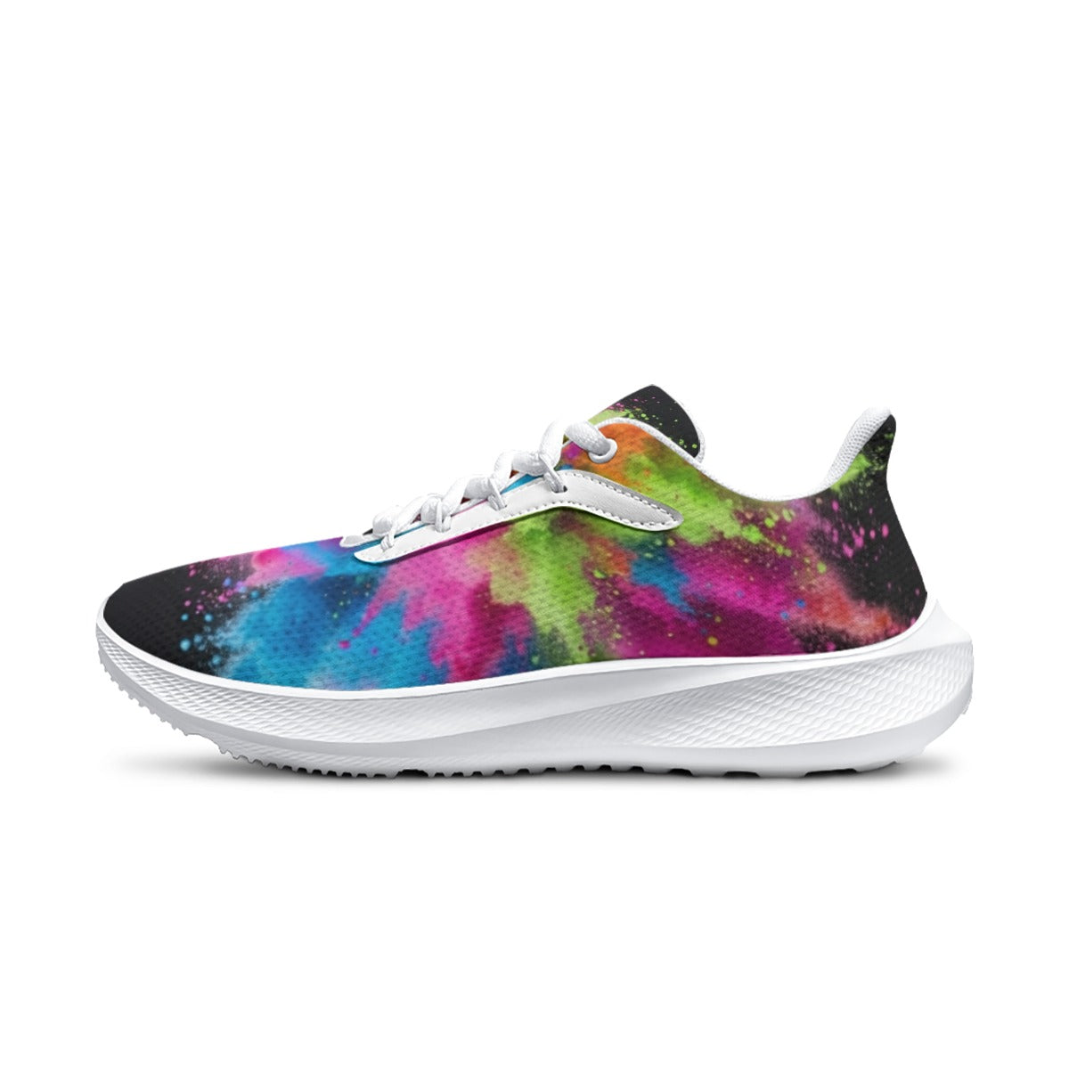 Scarpa da running uomo multicolore con tomaia fantasia e suola bianca
