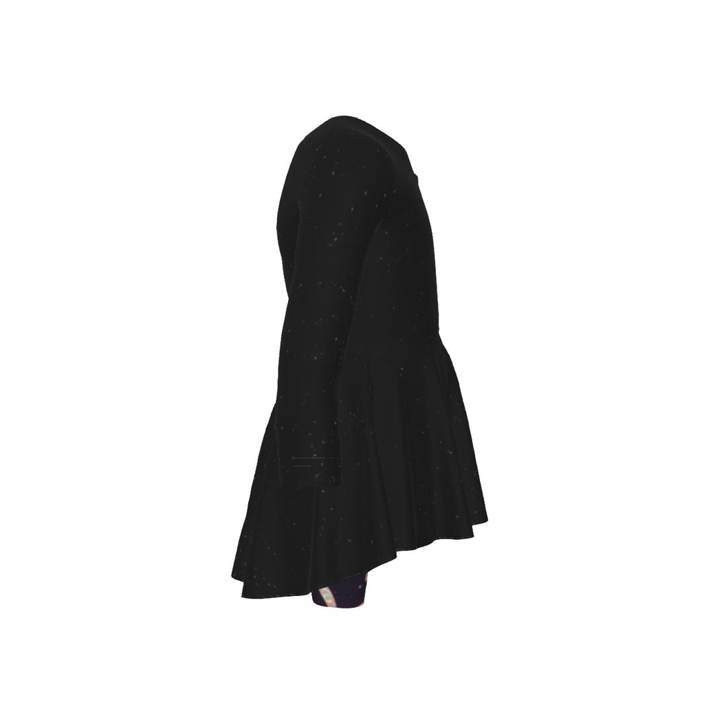 Maglia nera svasata a maniche lunghe per tuta bambina