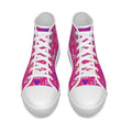 Scarpe canvas alte bambina fucsia con lacci bianchi e suola bianca