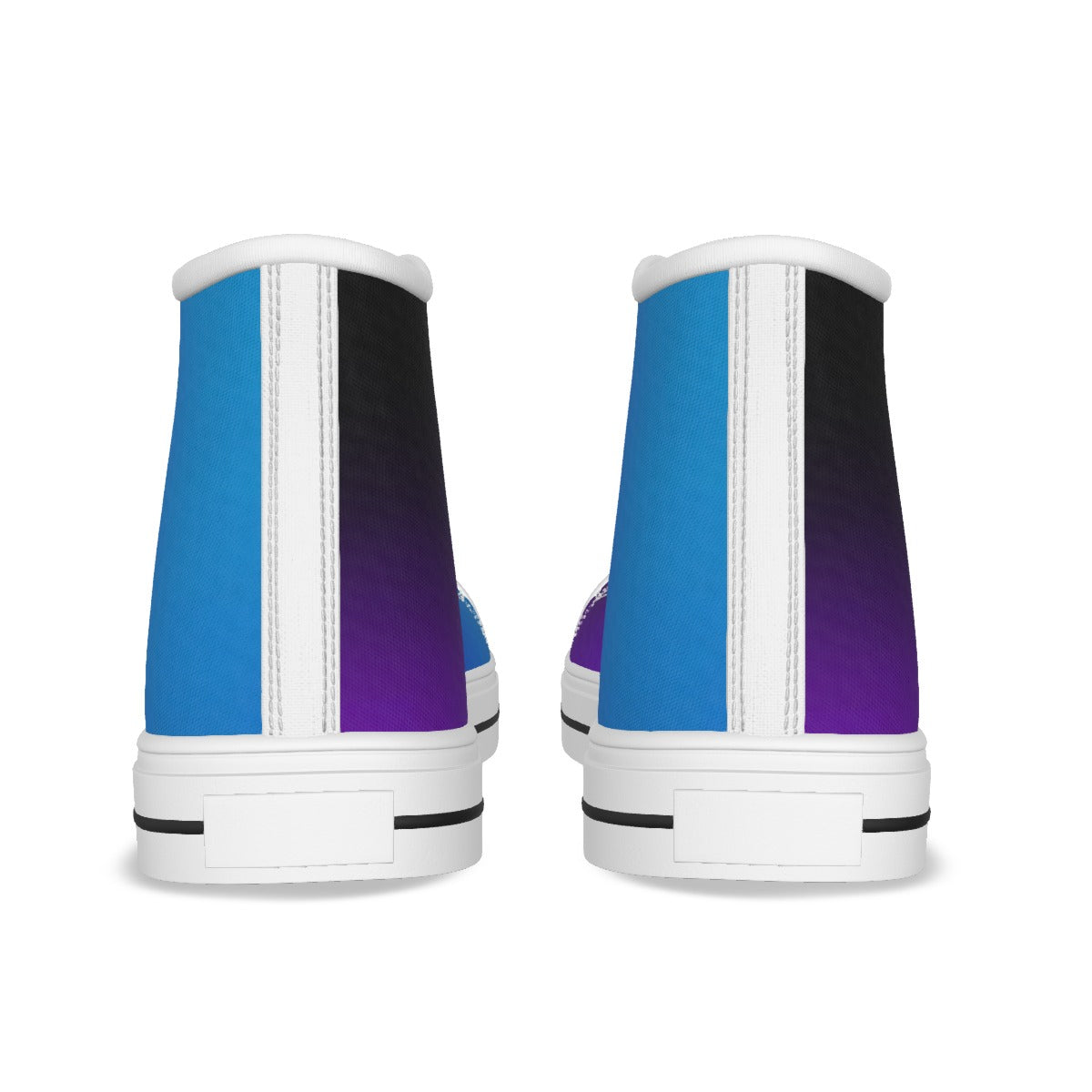 Scarpe alte canvas per bambini con tallone bianco e dettagli neri, blu-viola sfumato