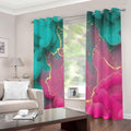 tenda con occhielli multicolore astratta: verde acqua e rosa, con passanti