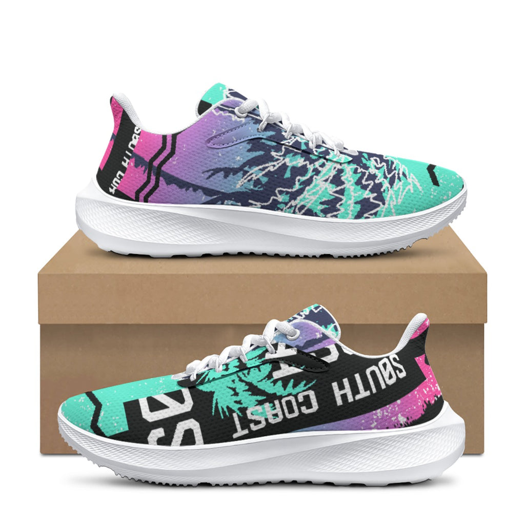 Scarpa da running multicolore verde acqua/viola con dettagli neri e lacci