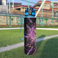 Borraccia sportiva da 32 oz con stampa viola, tappo blu e tracolla