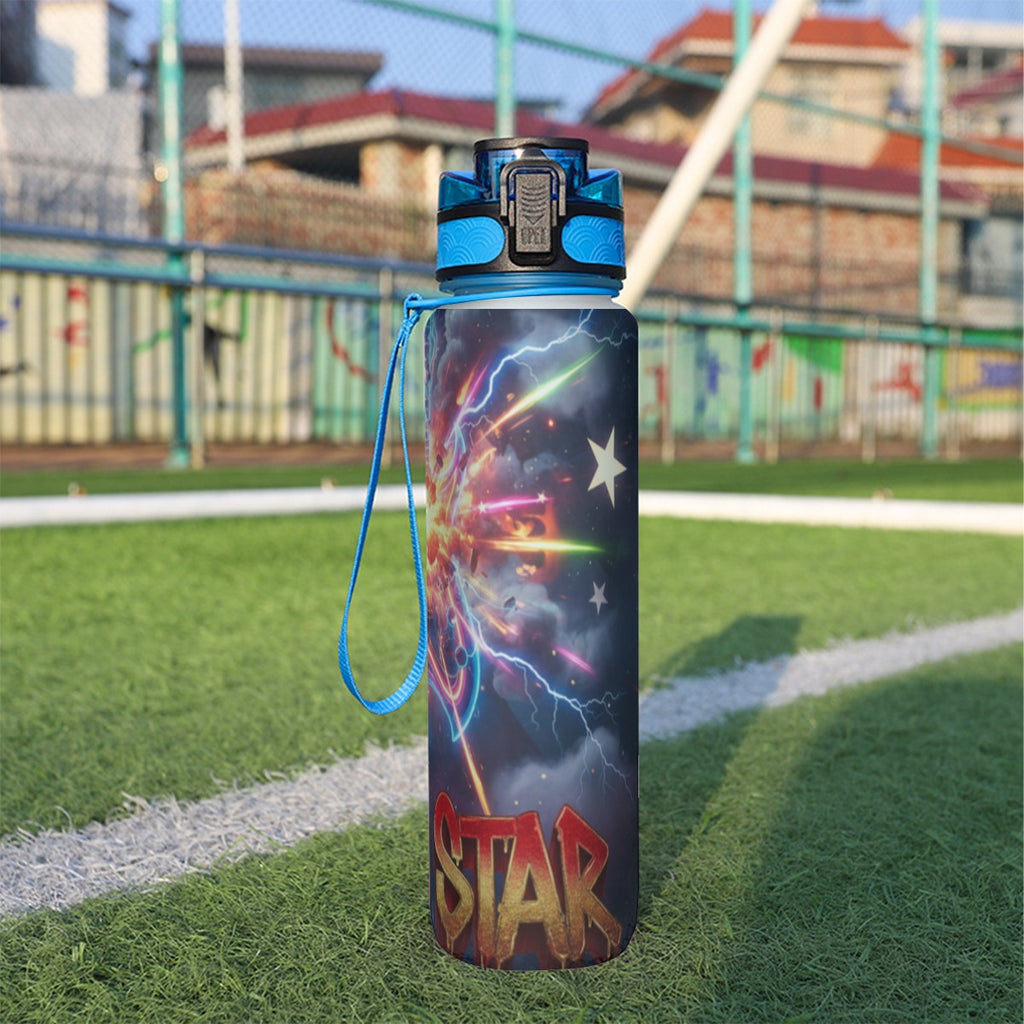 Borraccia sportiva da 32 oz con stampa Star e cinturino blu