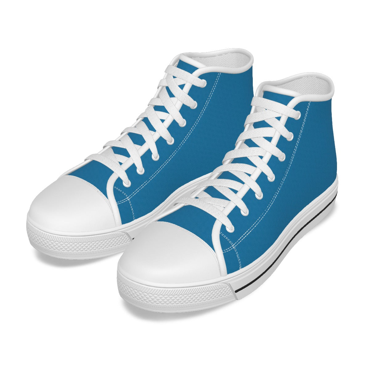 Coppia di scarpe alte bambino in tela blu con lacci bianchi e suola bianca