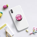 Supporto per telefono bianco, tasto circolare rosa con orsetti cartoon