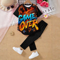 Tuta bambino: maglietta nera con stampa "GAME OVER" e pantaloni neri