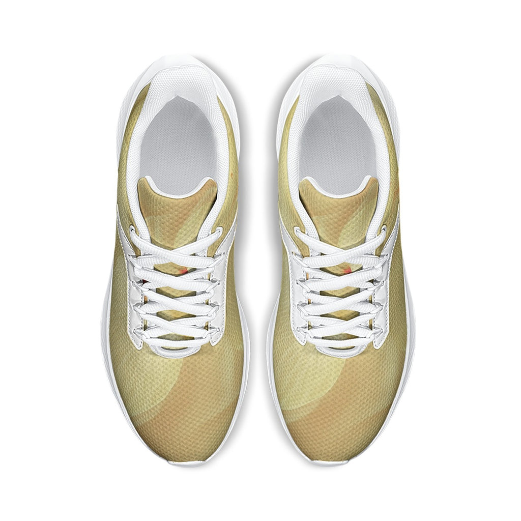 Scarpe running donna Mod. 4 giallo oliva, lacci bianchi e suola bianca