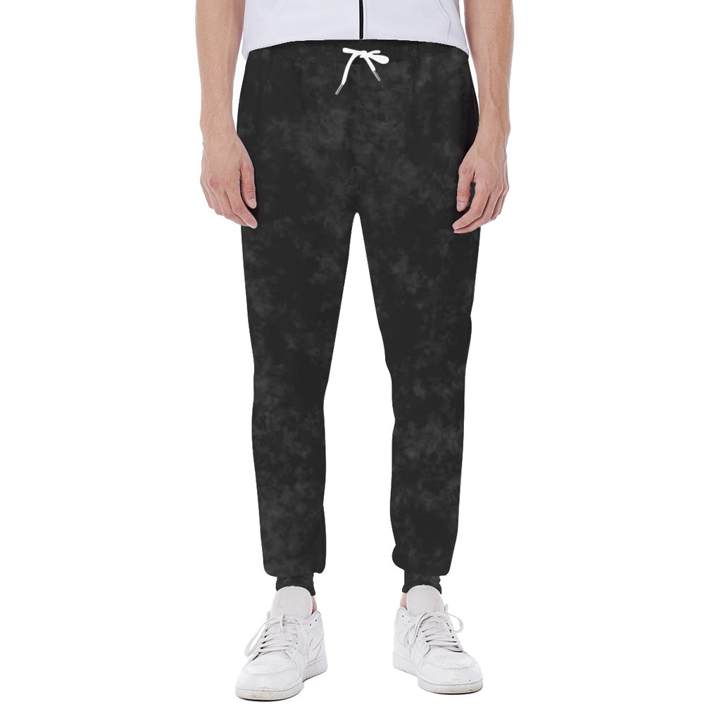 Pantaloni da uomo neri con stampa sfumata, coulisse in vita e polsini elasticizzati