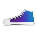 Scarpe alte canvas per bambini bianche, blu-viola sfumato, lacci bianchi