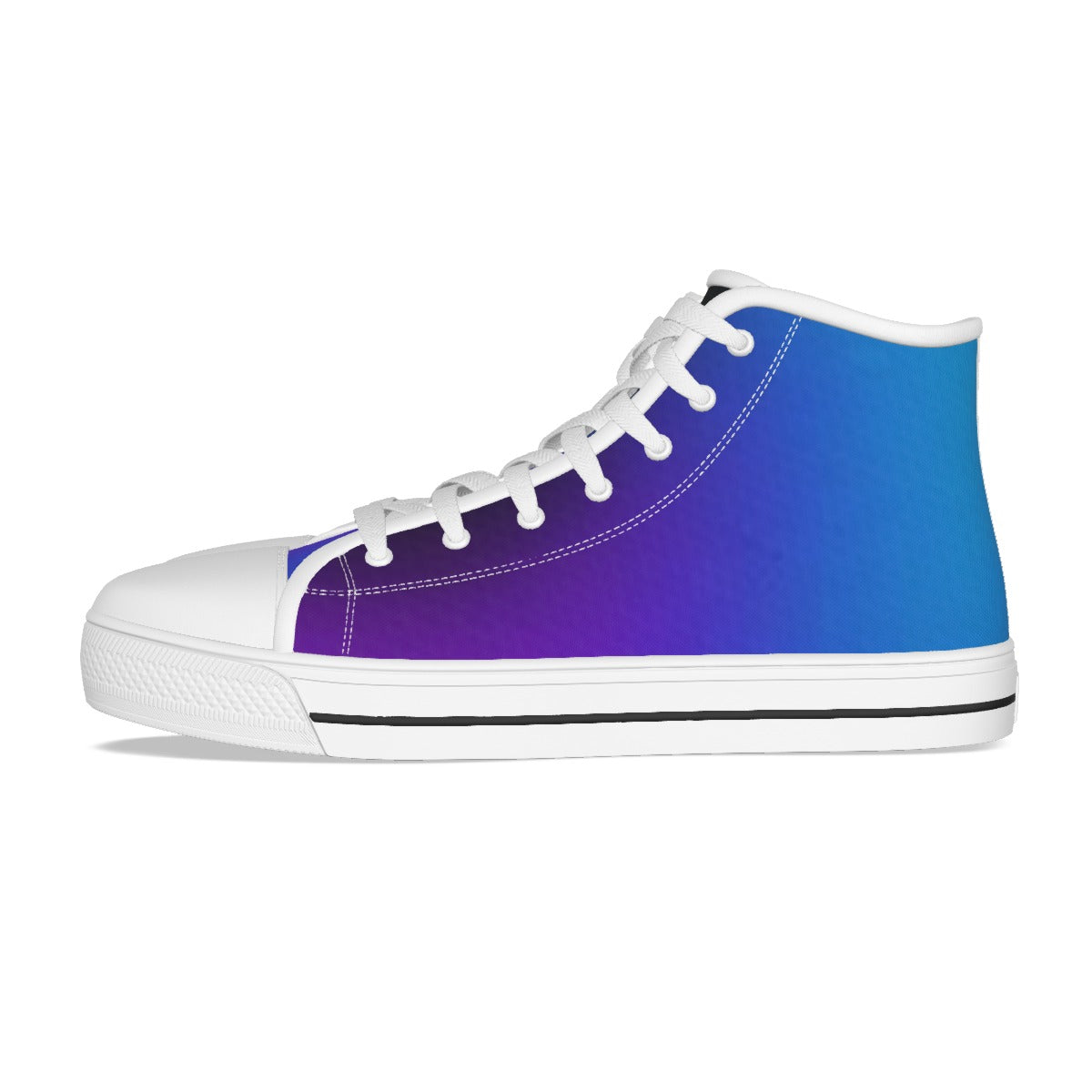 Scarpe alte canvas per bambini bianche, blu-viola sfumato, lacci bianchi