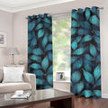Tenda con occhielli Bluegreen a fantasia foglie verdi e azzurre