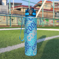 Borraccia sportiva 32 oz blu con coperchio nero e maniglia laterale