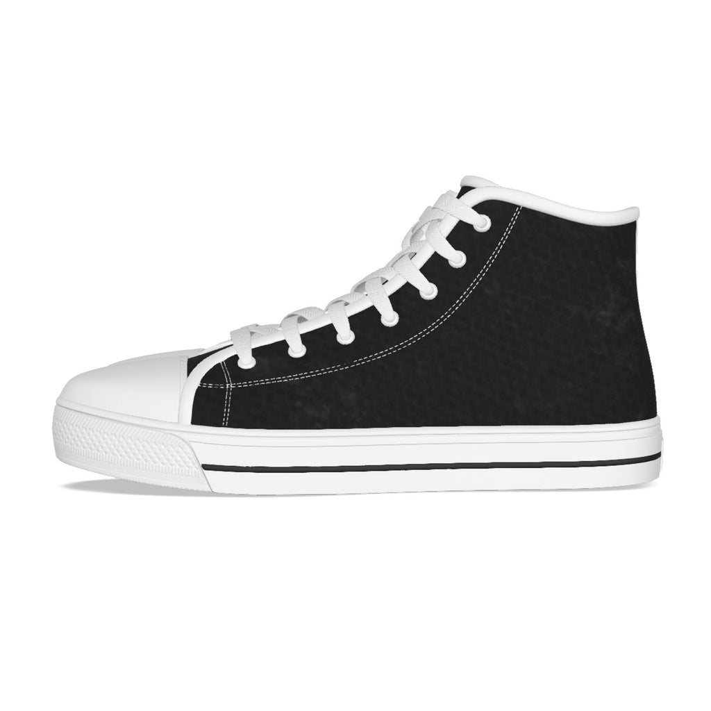 Scarpa canvas bambini alta nera con lacci bianchi e suola bianca