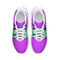 Scarpe da corsa da donna viola con lacci bianchi e grafica verde/nera