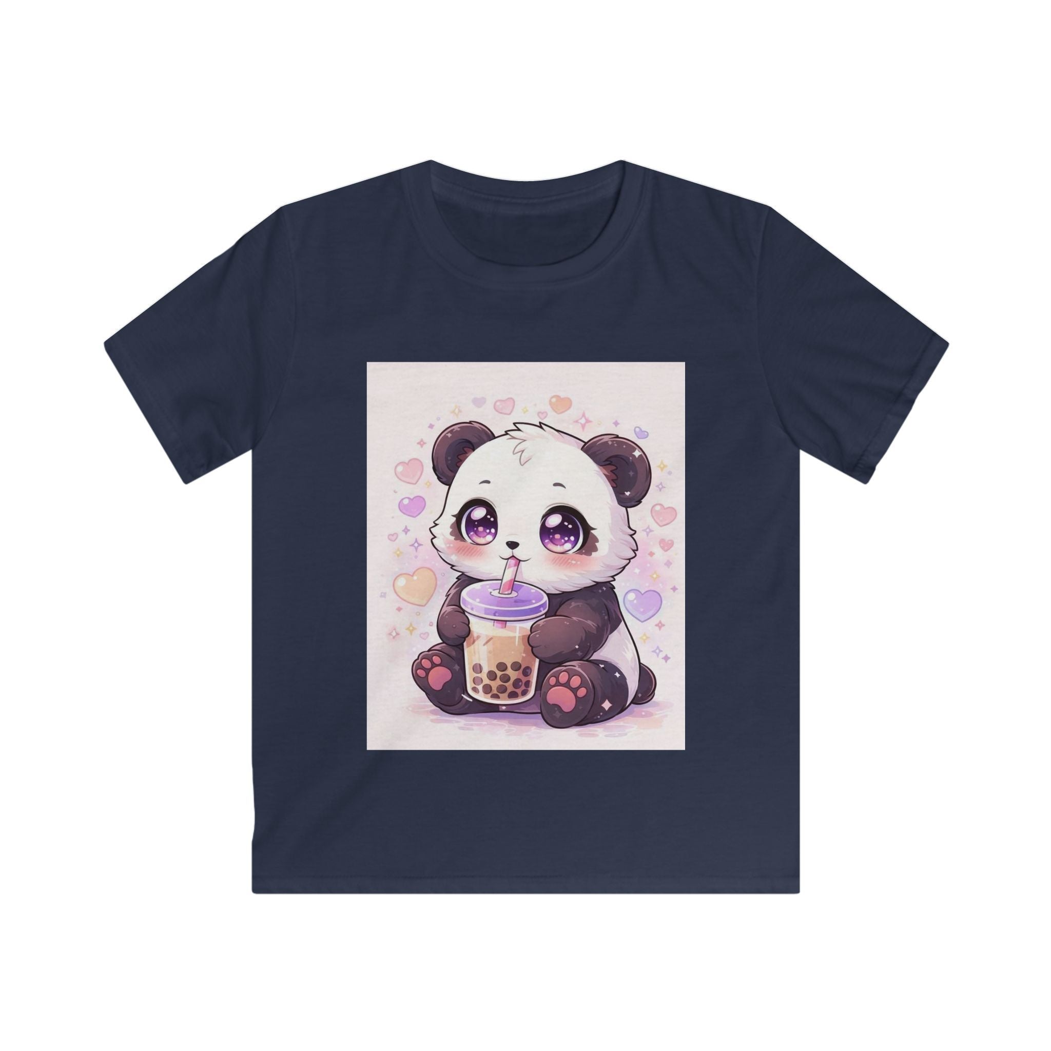 T-shirt bambino N°5 SamyeLuna blu navy con stampa orsetto panda e biberon