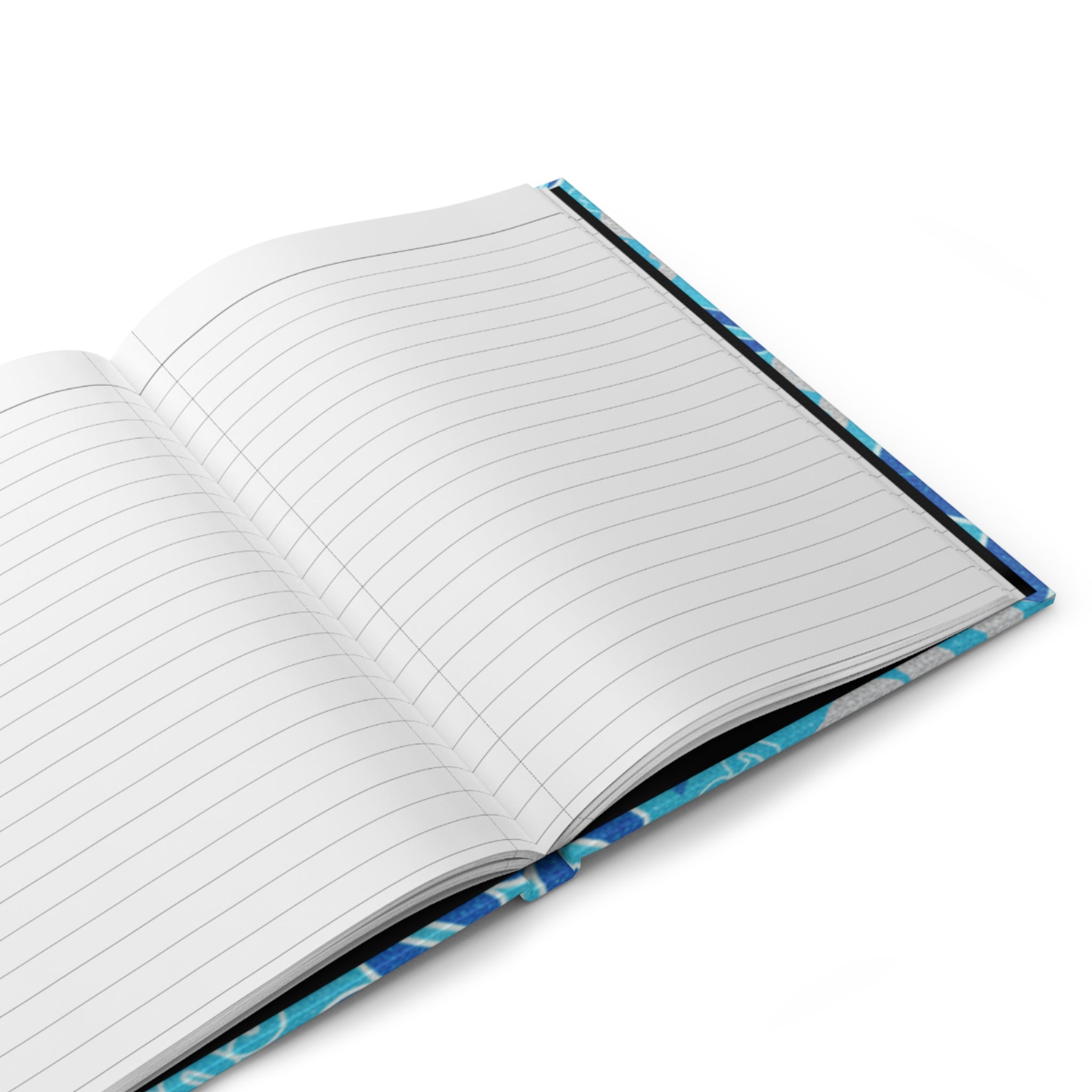 Quaderno a copertina rigida aperto con pagine rigate e copertina blu Cool 365