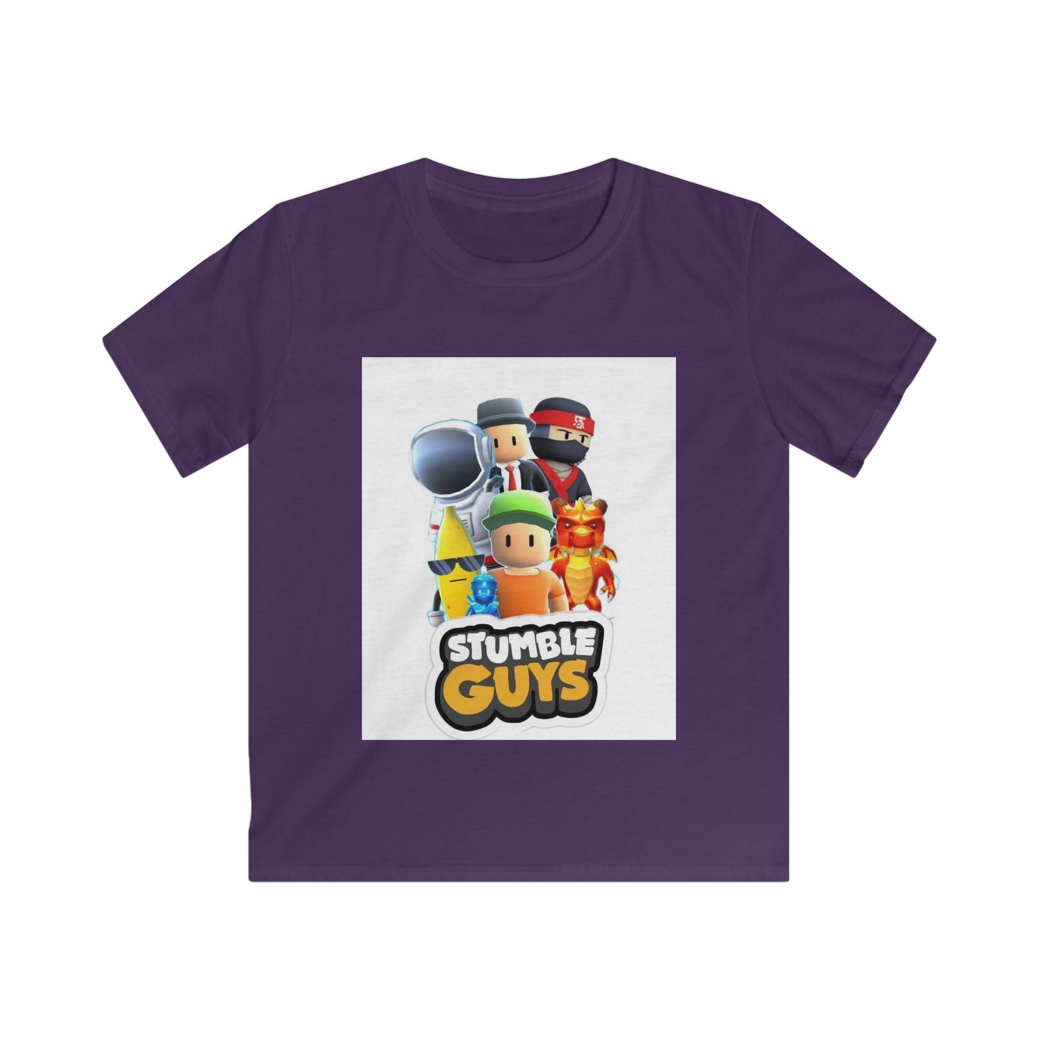 Maglietta bambino viola con stampa frontale colorata e scollo tondo