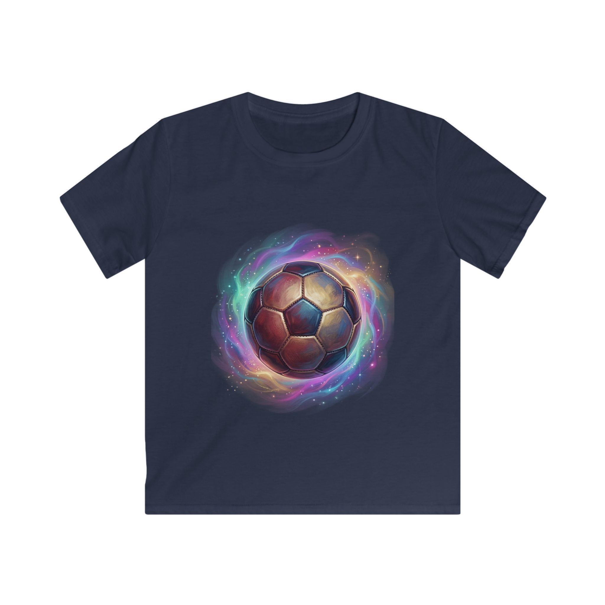T-shirt bambino blu navy con stampa sfera multicolore a spirale