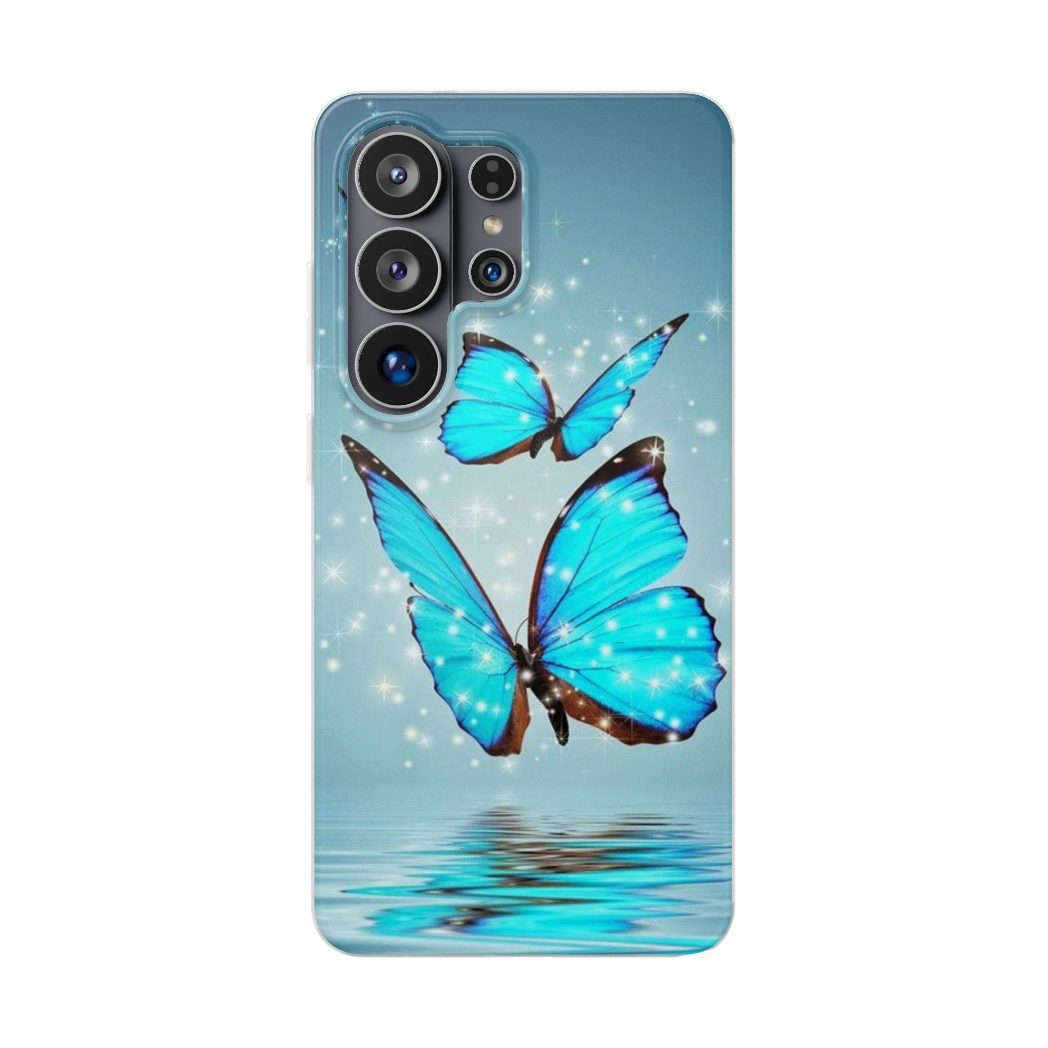 Blue Butterfly Phone Case | Flexi Case, Sparkle Water Reflection