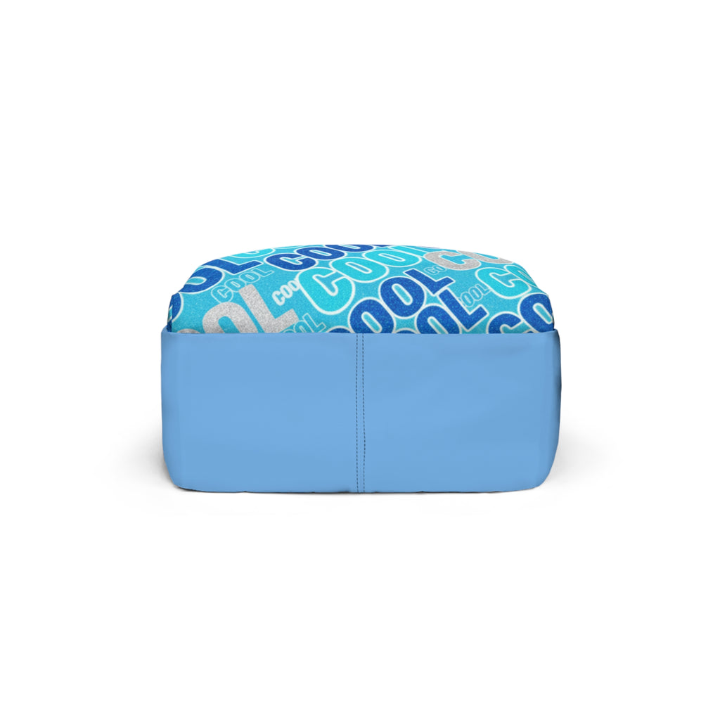 Zaino unisex classico azzurro con motivo ripetuto blu e chiusura con zip