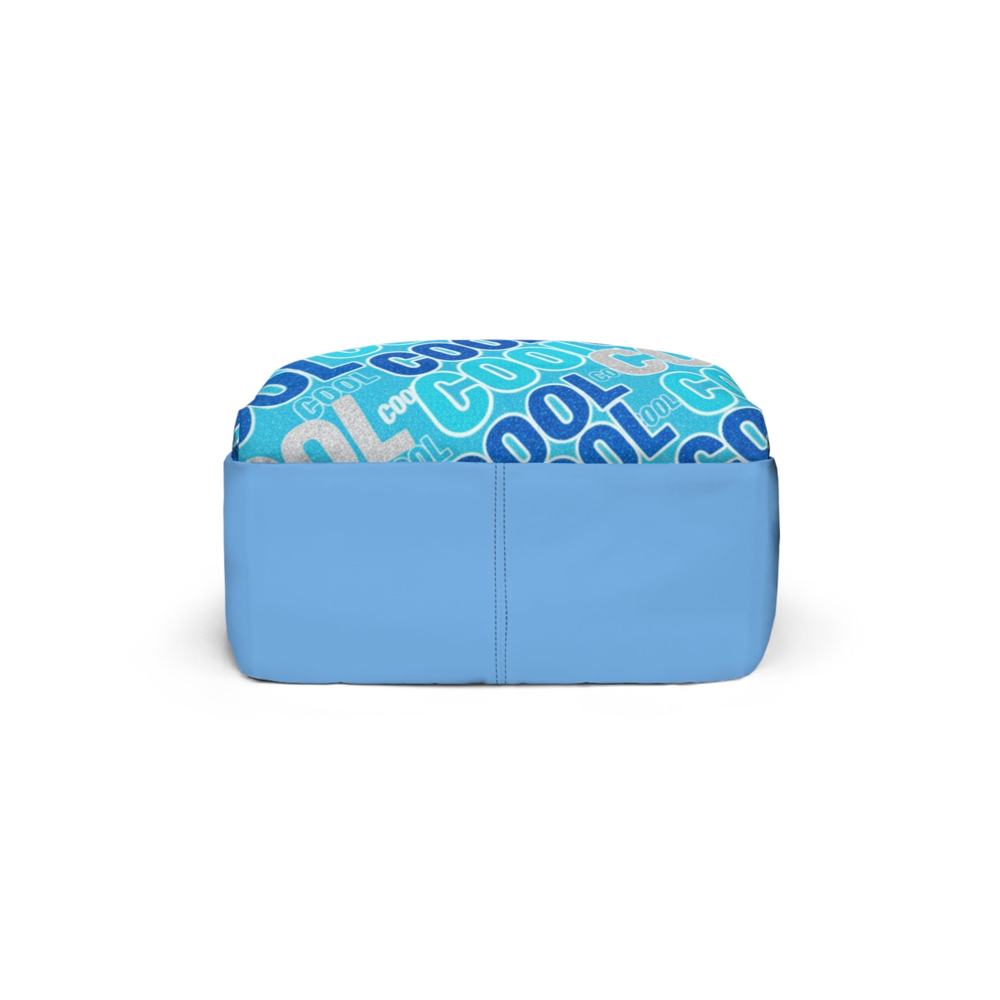 Zaino unisex classico azzurro con motivo ripetuto blu e chiusura con zip