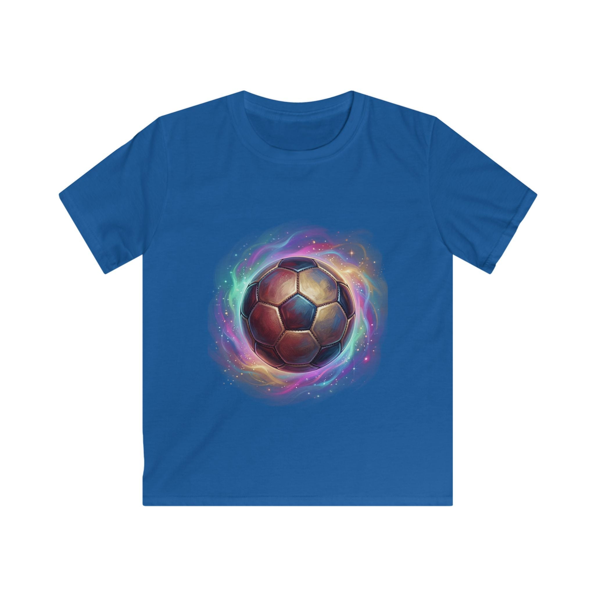 T-shirt bambino blu reale con stampa sfera multicolore a spirale