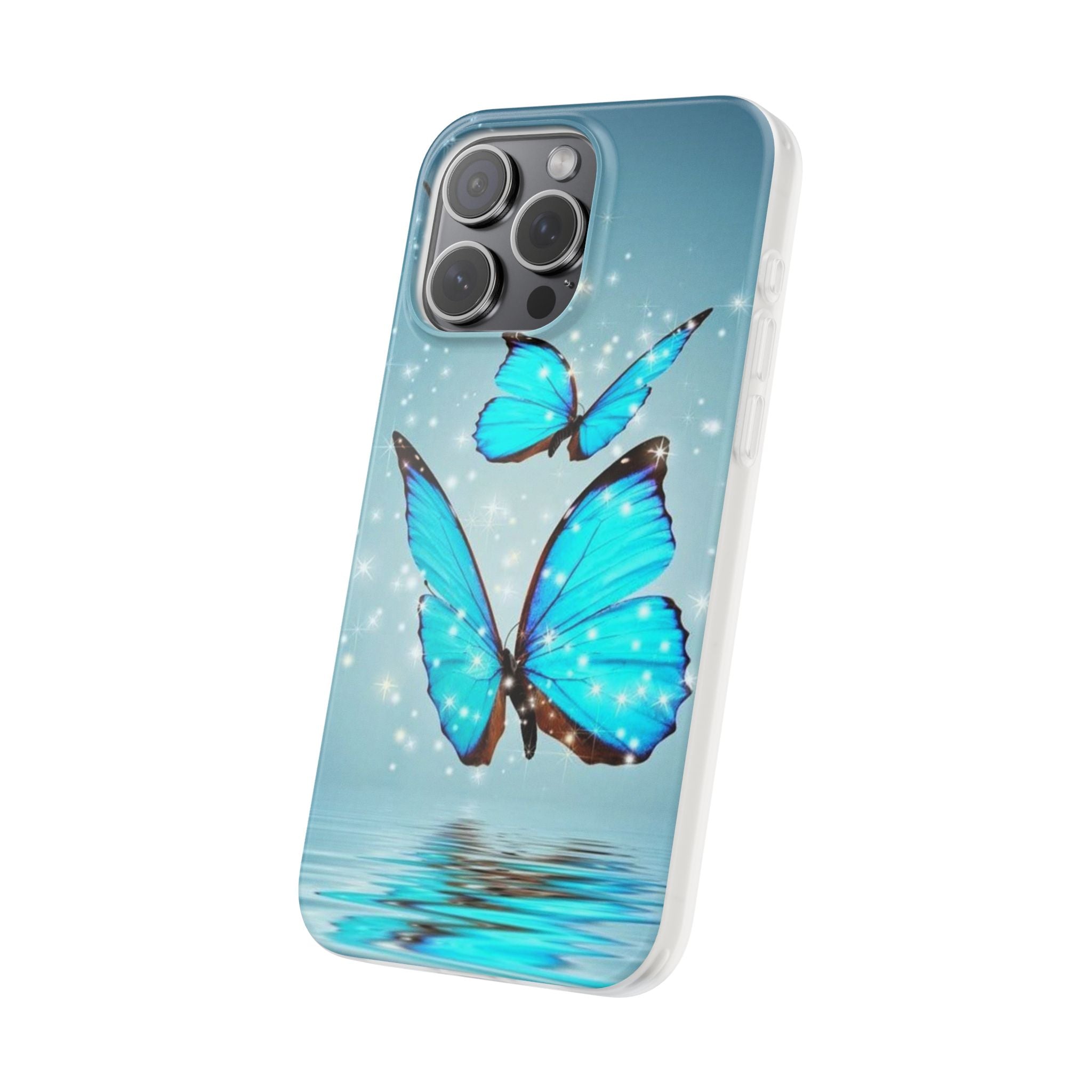 Blue Butterfly Phone Case | Flexi Case, Sparkle Water Reflection