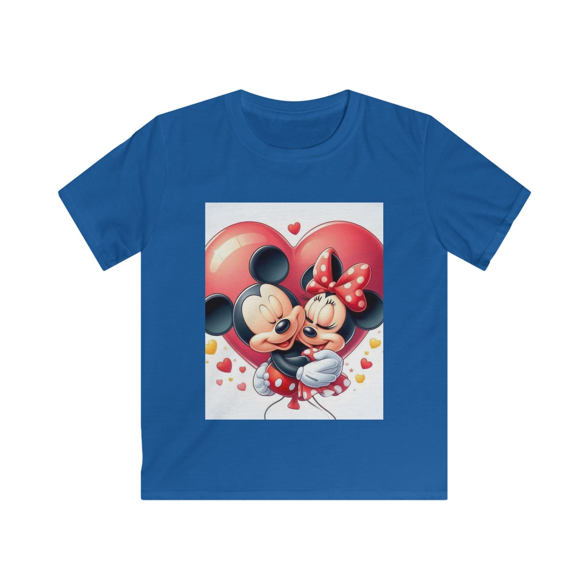 T-shirt per bambini blu reale con stampa a fumetti su parte frontale