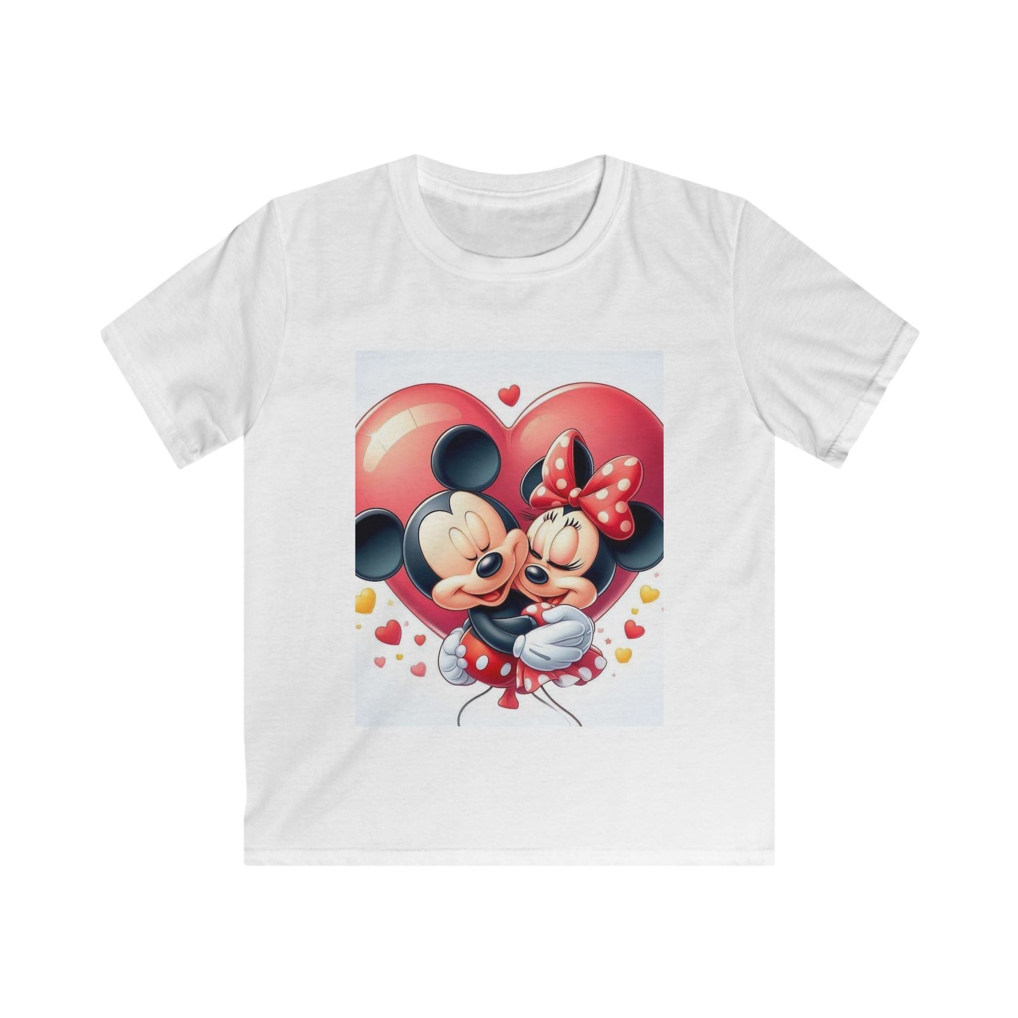 T-shirt per bambini bianca con stampa a fumetti su parte frontale