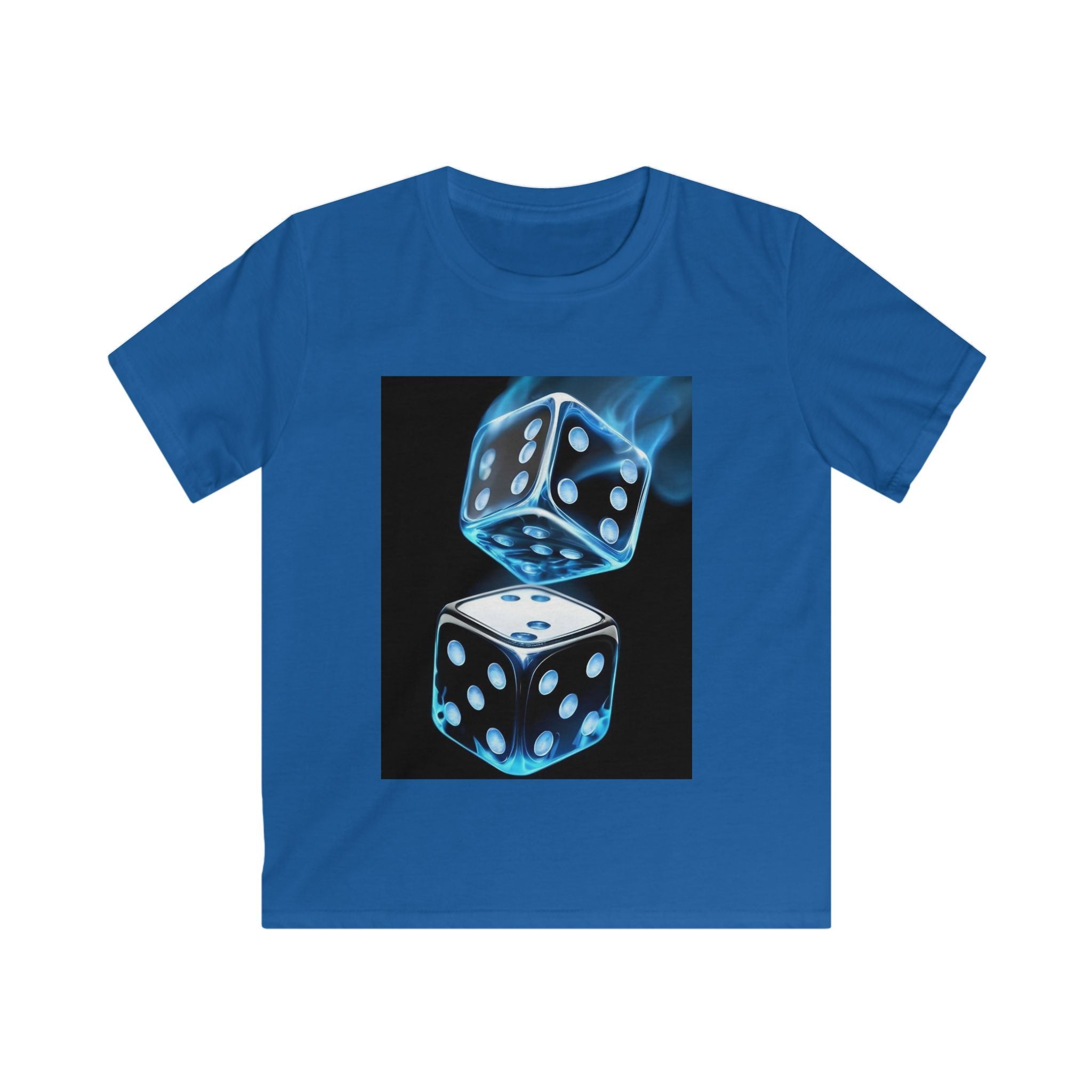 Maglietta bambino N°18 SamyeLuna blu con stampa dadi blu sul petto