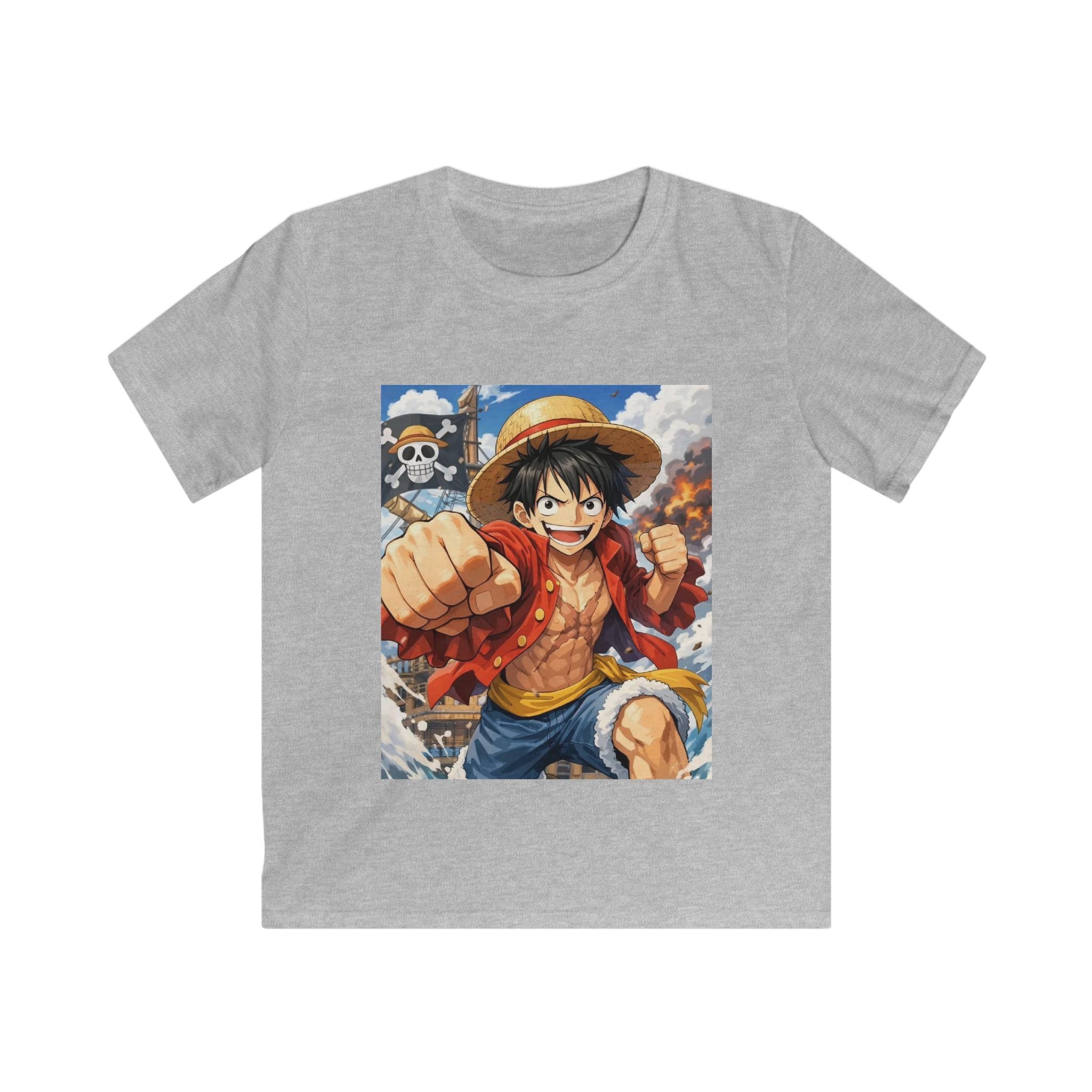 T-shirt bambino grigio con stampa quadrata frontale del personaggio