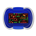 Contenitore pranzo a due scomparti blu con coperchio trasparente e clip centrali