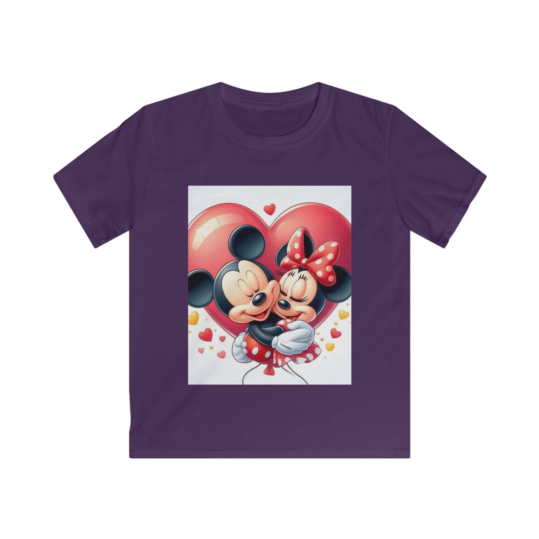 T-shirt per bambini viola con stampa a fumetti su parte frontale