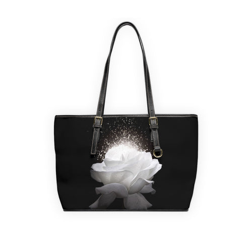 Borsa a tracolla in ecopelle N°9 SamyeLuna nera con fiore e glitter frontale