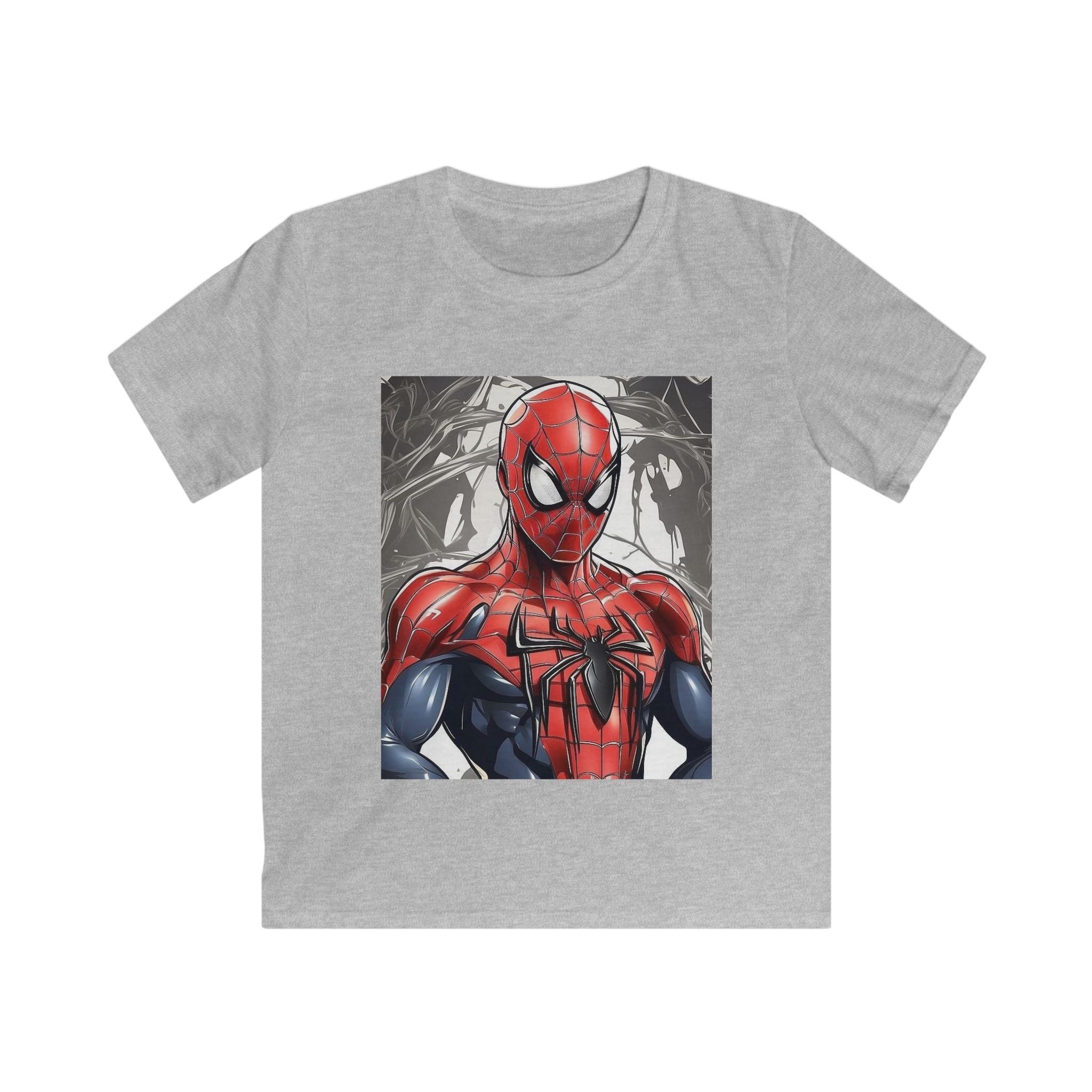 Maglietta bambino grigio chiaro con stampa Spider-Man rosso-nero, maniche corte