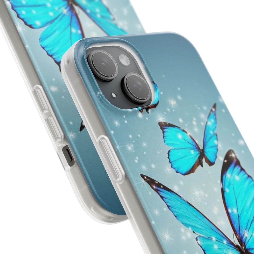 Blue Butterfly Phone Case | Flexi Case, Sparkle Water Reflection