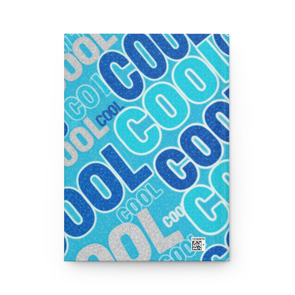 Quaderno a copertina rigida blu con scritta Cool 365 e codice QR sulla copertina