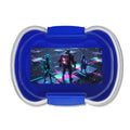 Contenitore bento a due scomparti blu con coperchio trasparente e clip