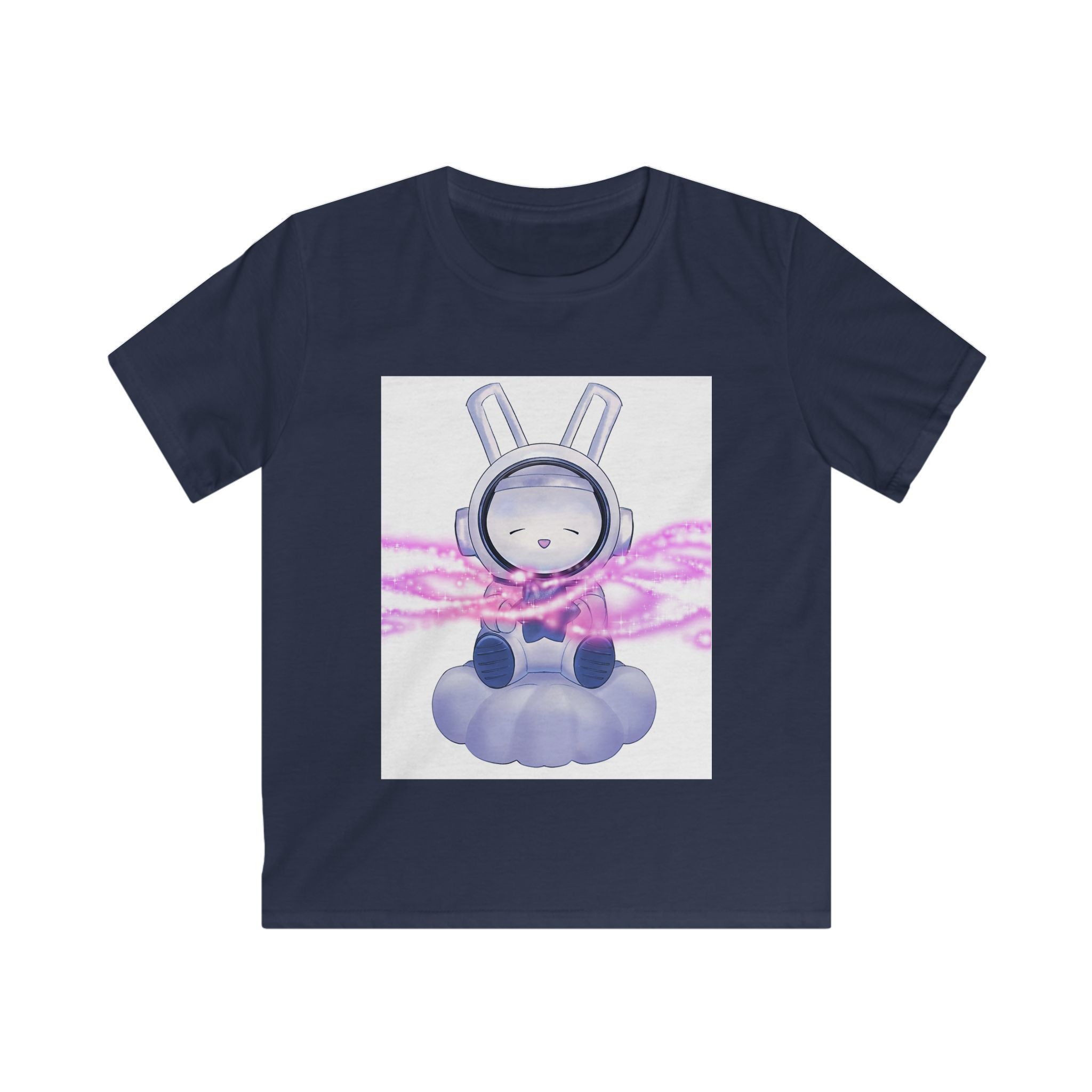 Maglietta bambino blu navy con stampa frontale astratta multicolore