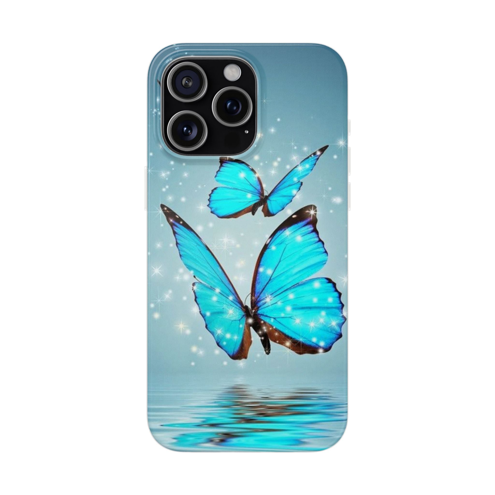 Blue Butterfly Phone Case | Flexi Case, Sparkle Water Reflection