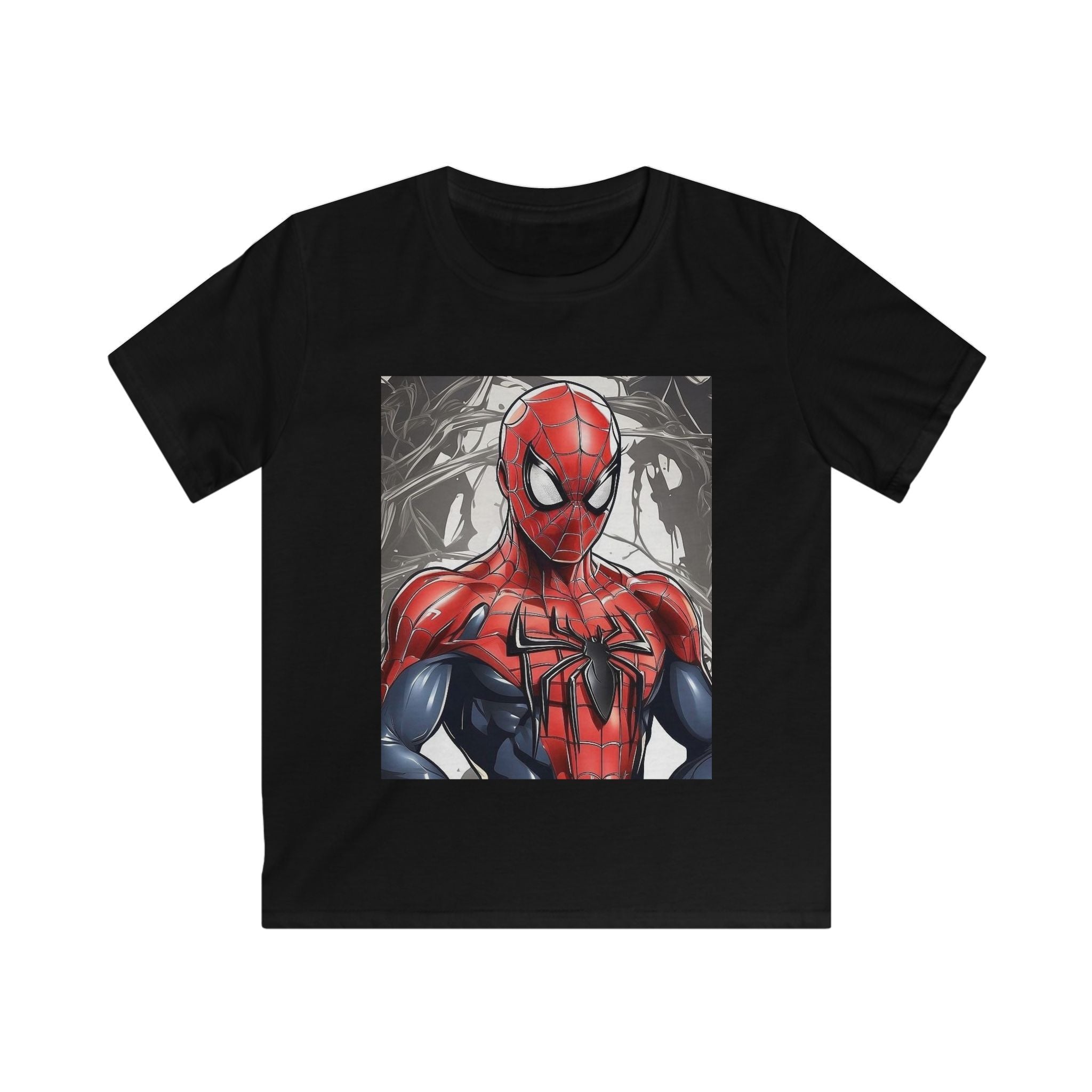 Maglietta bambino nera con stampa Spider-Man rosso-nero, maniche corte