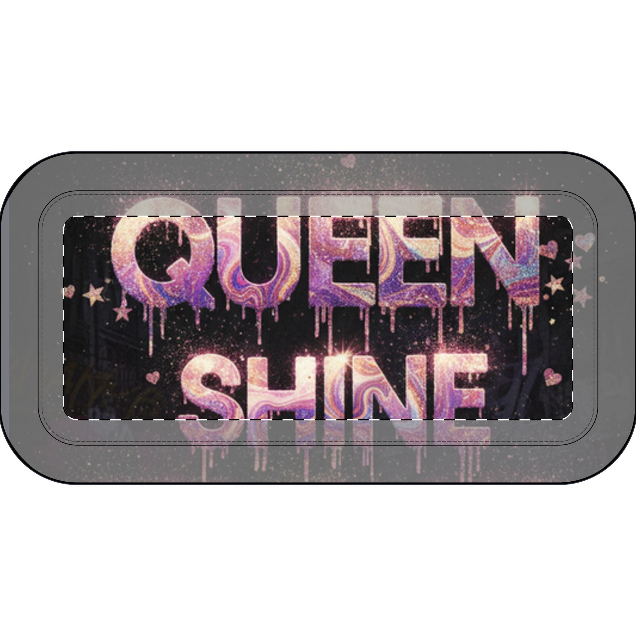 Astuccio portapenne in poliestere nero con stampa viola "QUEEN SHINE"