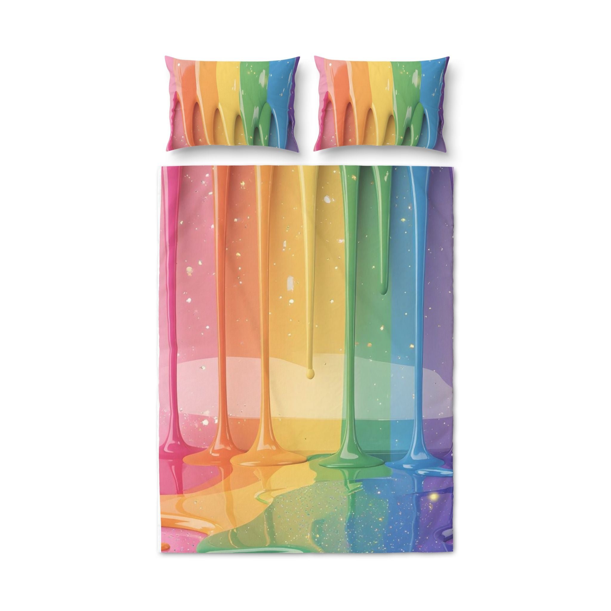 Set copripiumino 3 pezzi con copripiumino e 2 federe, motivo pittura colorata