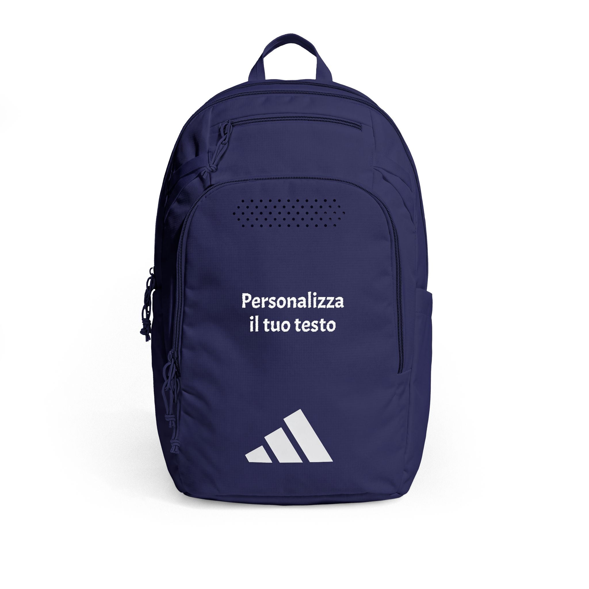 Zaino adidas® Defender 5 blu scuro con logo, tasca frontale e personalizzazione