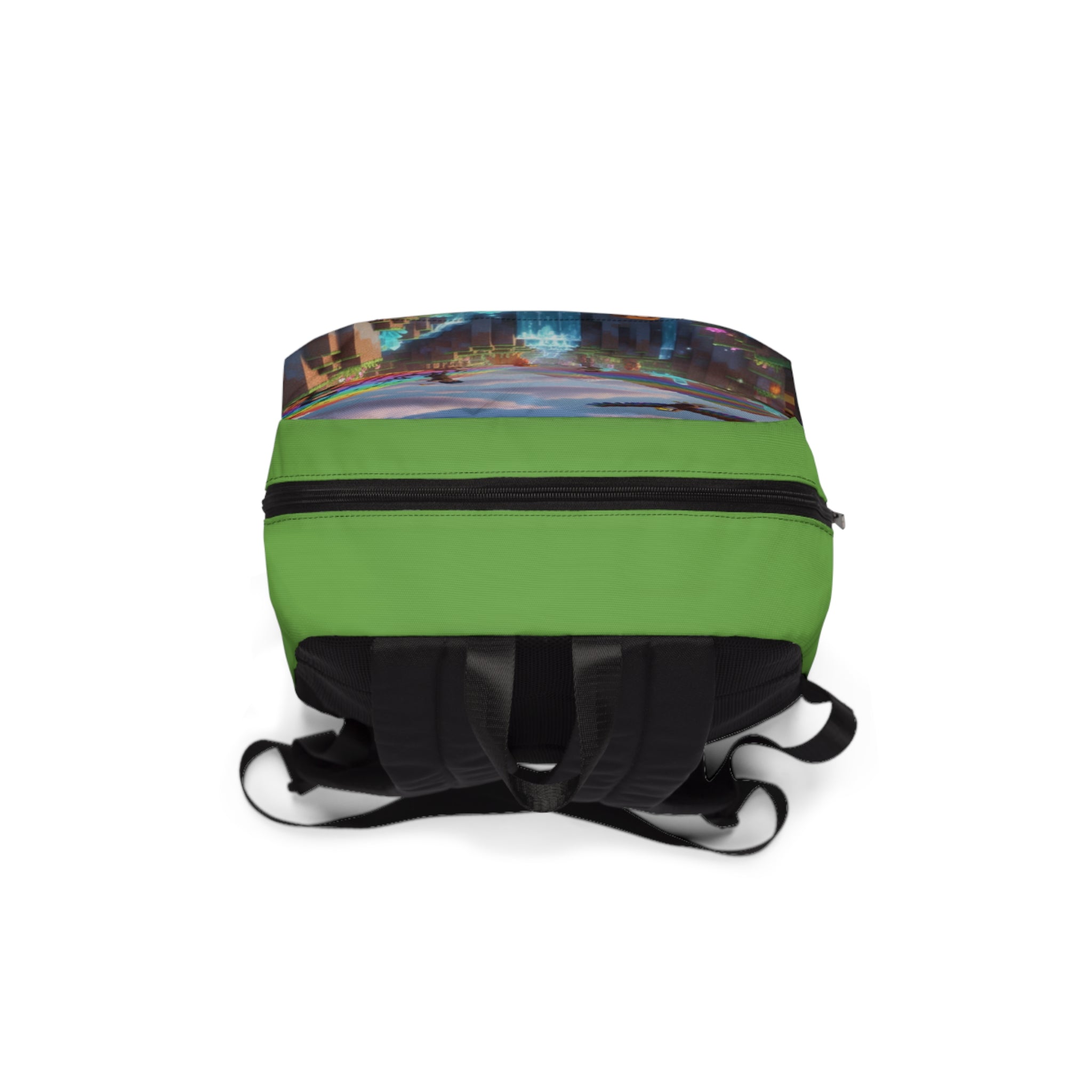 Zaino classico unisex: retro verde con doppia cinghia e zip orizzontale, copertura in tessuto