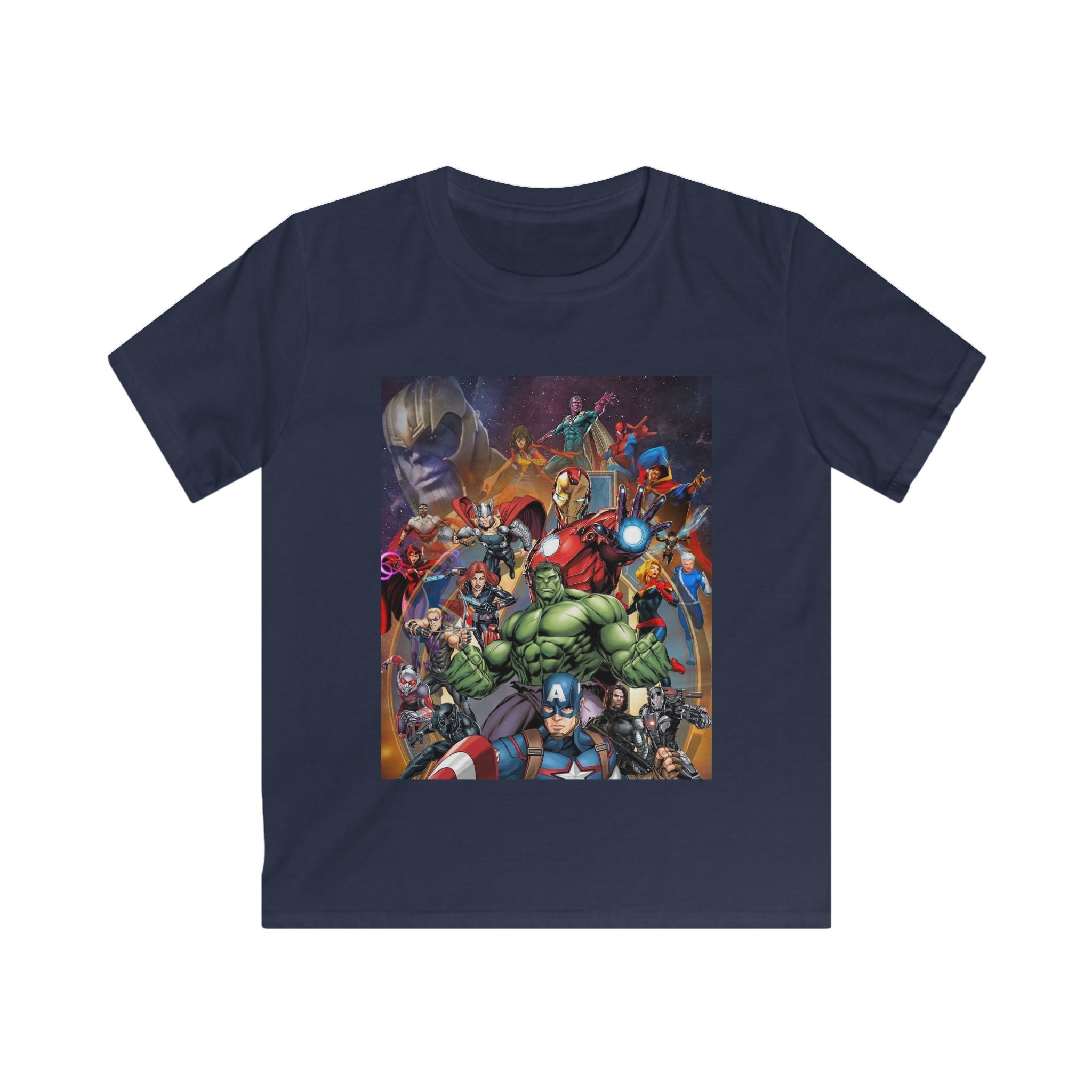 T-shirt bambino blu navy SamyeLuna con stampa grafica frontale